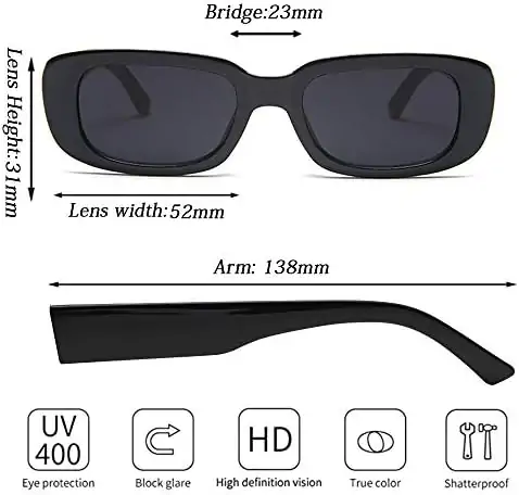 Tskestvy 4 Pieces Retro Vintage Sunglasses Small Square Rectangle 90s Glasses Trendy Y2K for Women Aesthetic Accessories - Image 7