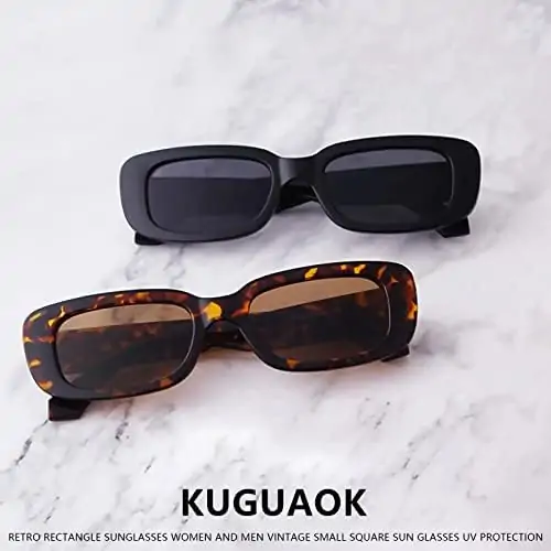 KUGUAOK Retro Rectangle Sunglasses Women and Men Vintage Small Square Sun Glasses UV Protection Glasse - Image 6