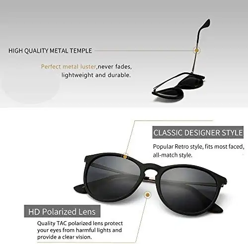 SUNGAIT Vintage Round Sunglasses for Women Men Classic Retro Designer Style - Image 3