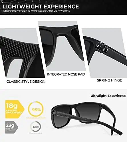 KALIYADI Polarized Sunglasses for Men, Lightweight Sun Glasses with UV Protection for Driving Fishing Golf - Image 4