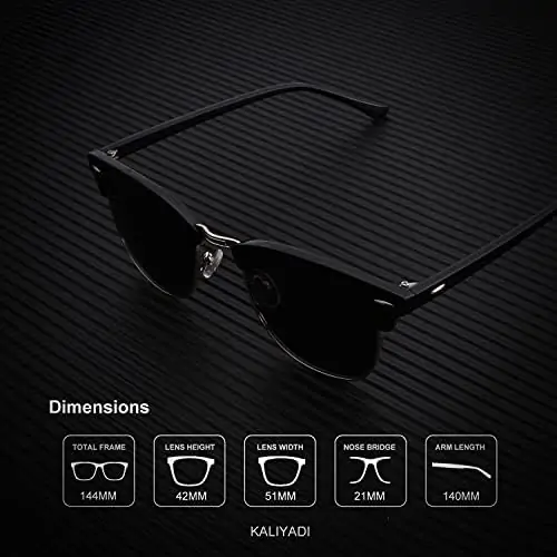 KALIYADI Polarized Sunglasses for Men and Women Semi-Rimless Frame Driving Sun glasses UV Blocking - Image 5