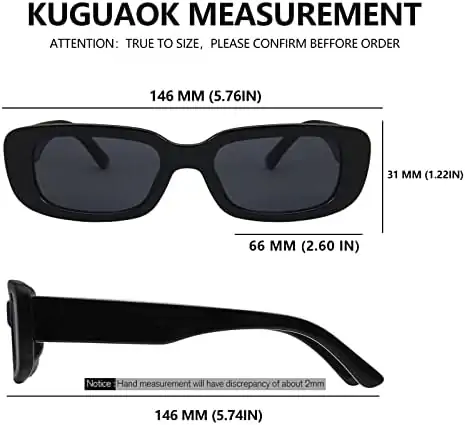KUGUAOK Retro Rectangle Sunglasses Women and Men Vintage Small Square Sun Glasses UV Protection Glasse - Image 7