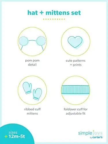 Simple Joys by Carter's girls Hat and Mitten Set - Image 2