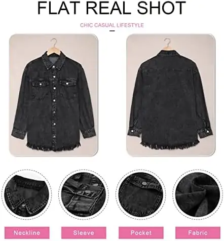 Dokotoo Women's Oversized Denim Jacket Casual Long Boyfriend Distresse Jean Jacket Autumn Spring - Image 5