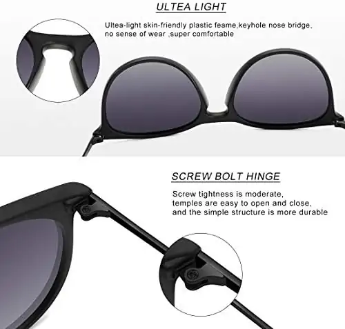 WOWSUN Polarized Sunglasses for Women Vintage Retro Round Mirrored Lens - Image 5