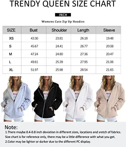 Trendy Queen Womens Zip Up Hoodies Long Sleeve Sweatshirts Fall Outfits Oversized Sweaters Casual Fashion Jackets - Image 6