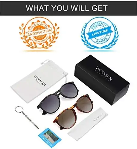 WOWSUN Polarized Sunglasses for Women Vintage Retro Round Mirrored Lens - Image 6