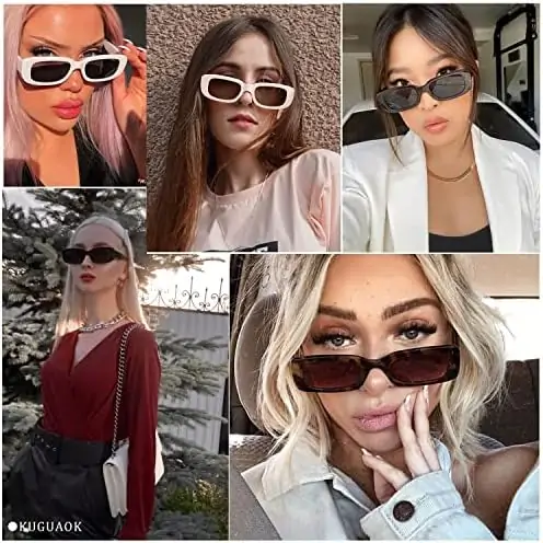 KUGUAOK Retro Rectangle Sunglasses Women and Men Vintage Small Square Sun Glasses UV Protection Glasse - Image 3