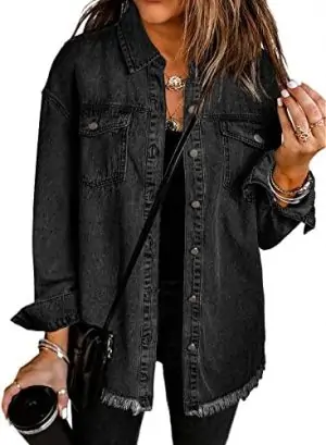 Dokotoo Women's Oversized Denim Jacket Casual Long Boyfriend Distresse Jean Jacket Autumn Spring